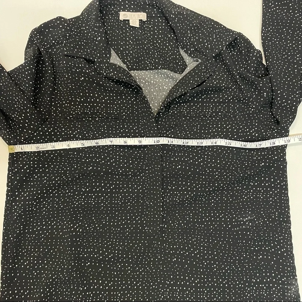 Lila Rose Long Sleeve Shirt Dress size Black and White Polka Dot Size Small - Picture 6 of 9